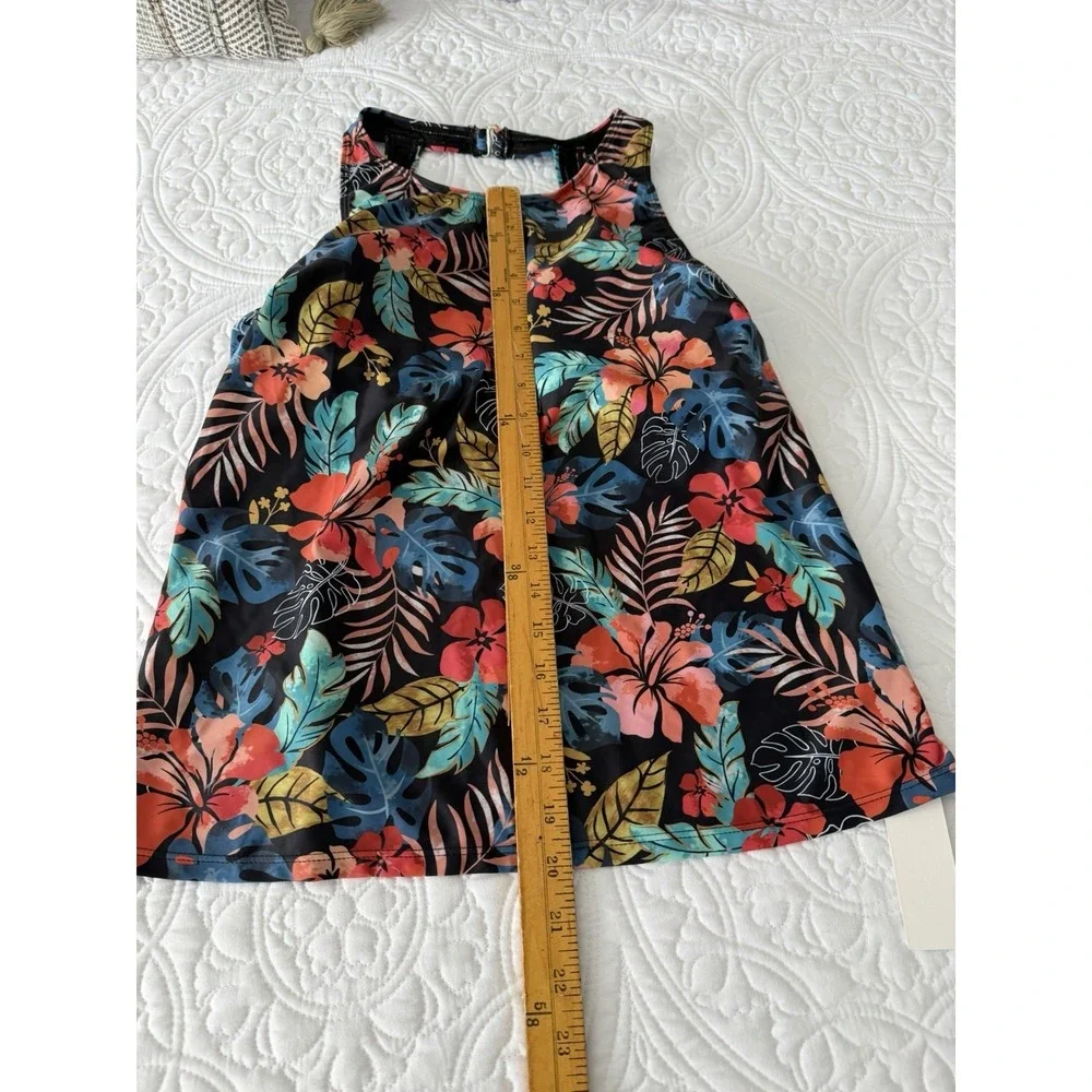Holipick Women's Red Floral Swim‎ Tankini Top Polyester, Spandex Size Large